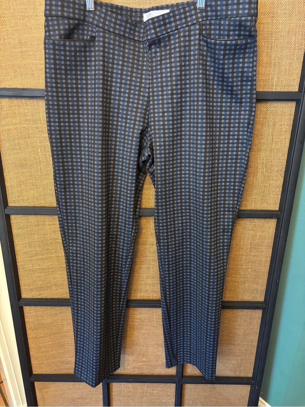 89th Madison SIZE 16 blue and black checked pull on polyester pants